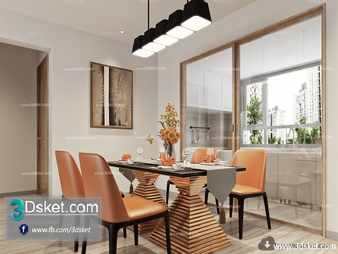 3D Interior Model Kitchen Room A007 Scene 3dsmax