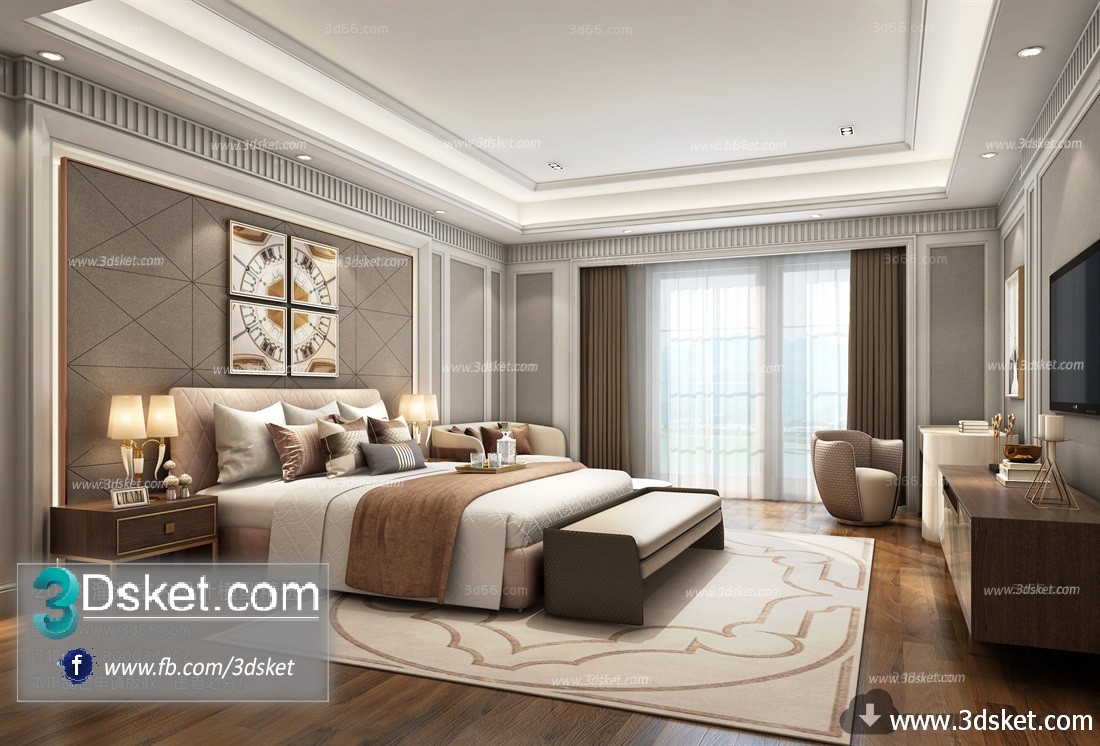 3D Interior Model BedRoom A007 Scene 3dsmax
