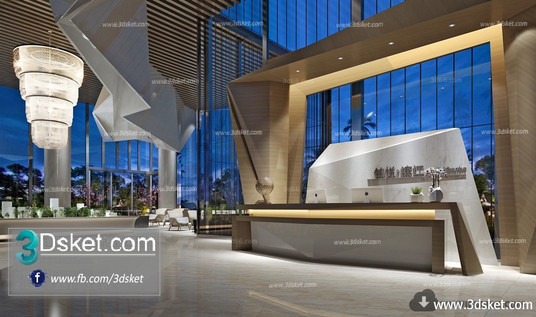 3D Interior Model Reception Space A007 Scene 3dsmax