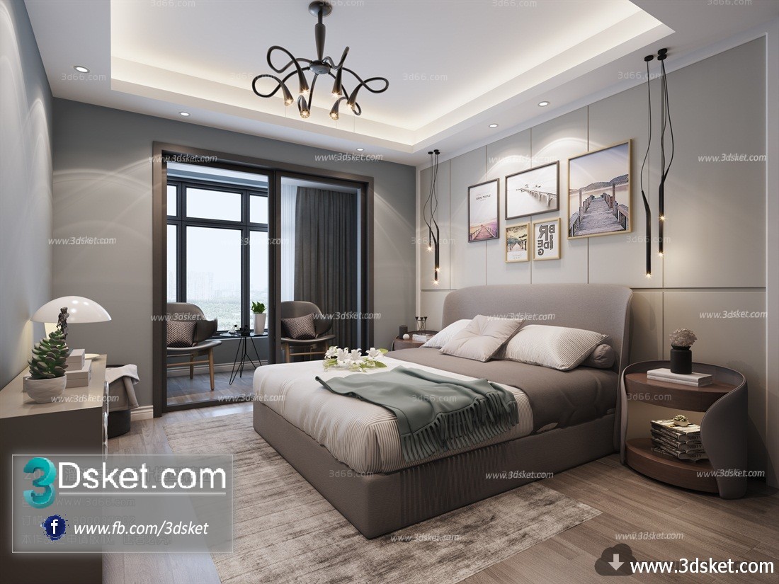 3D Interior Model BedRoom A008 Scene 3dsmax