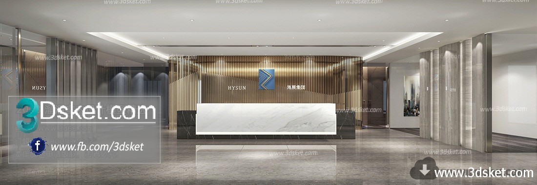 3D Interior Model Reception Space A008 Scene 3dsmax