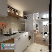 3D Interior Model Kitchen Room A009 Scene 3dsmax