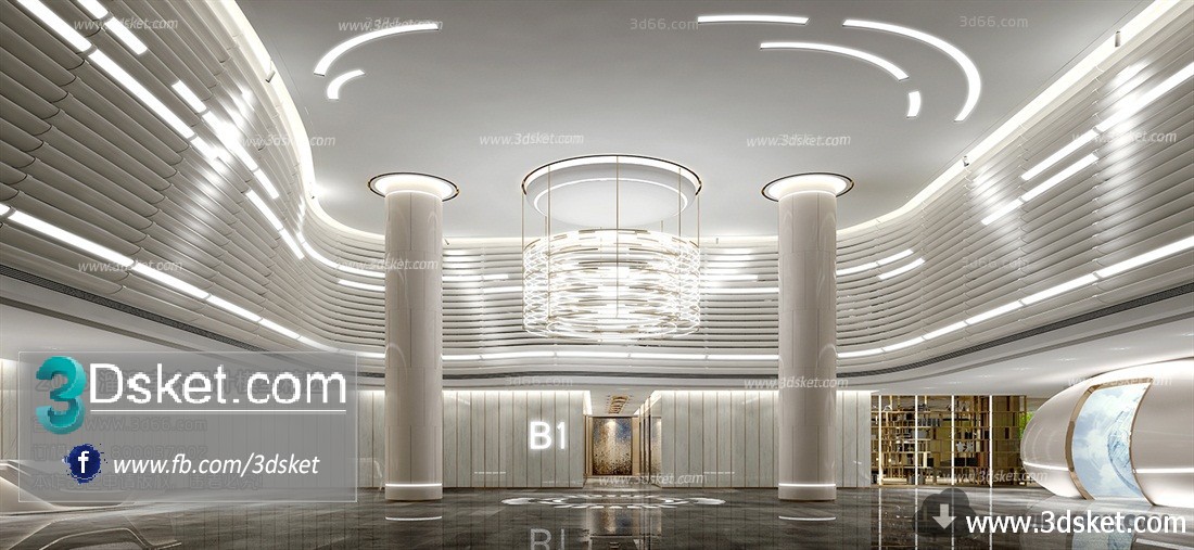 3D Interior Model Reception Space A009 Scene 3dsmax