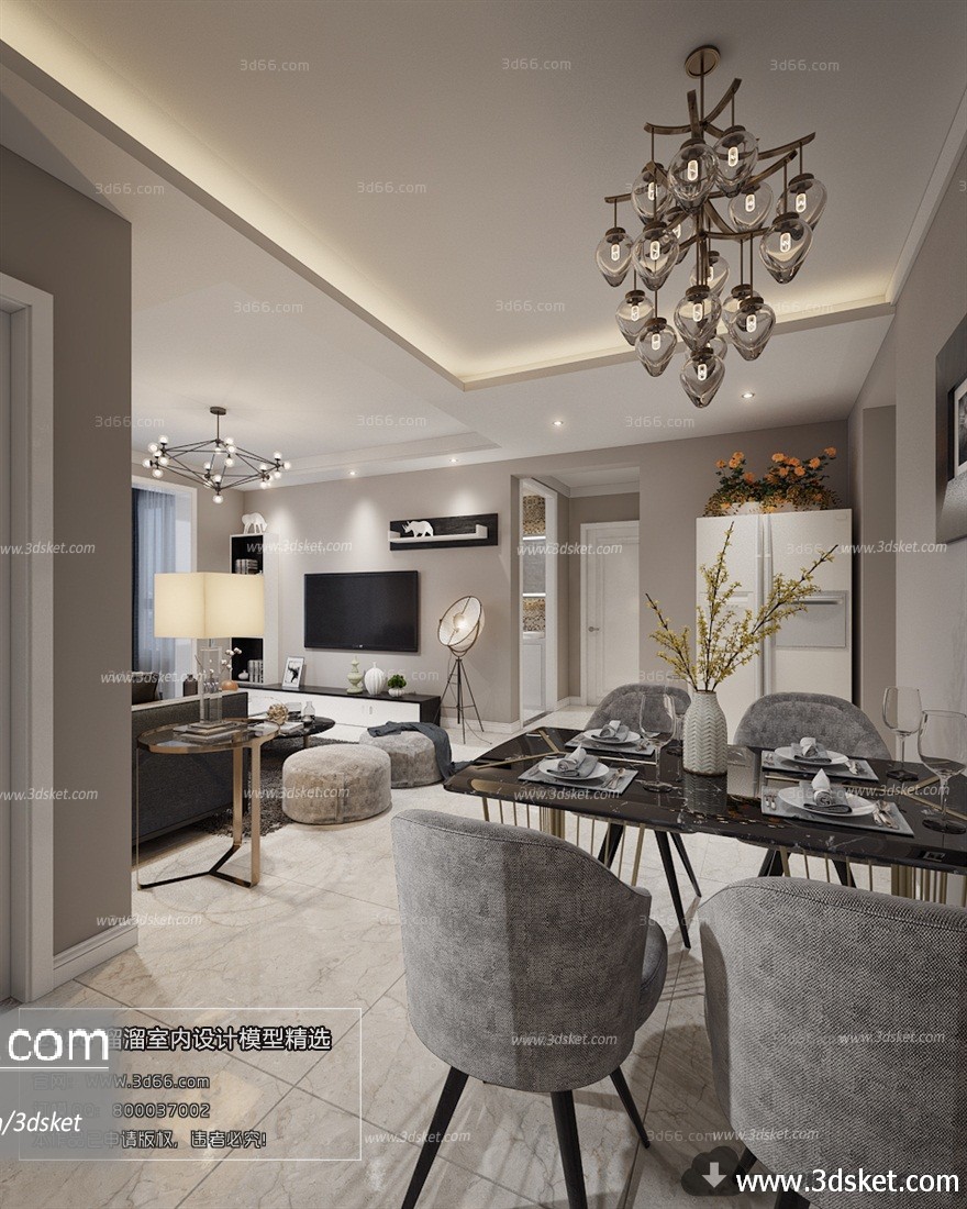 3D Interior Model Kitchen Room A010 Scene 3dsmax