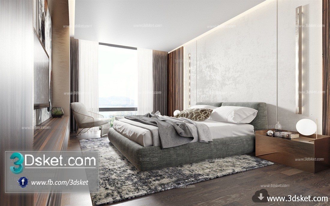 3D Interior Model BedRoom A010 Scene 3dsmax