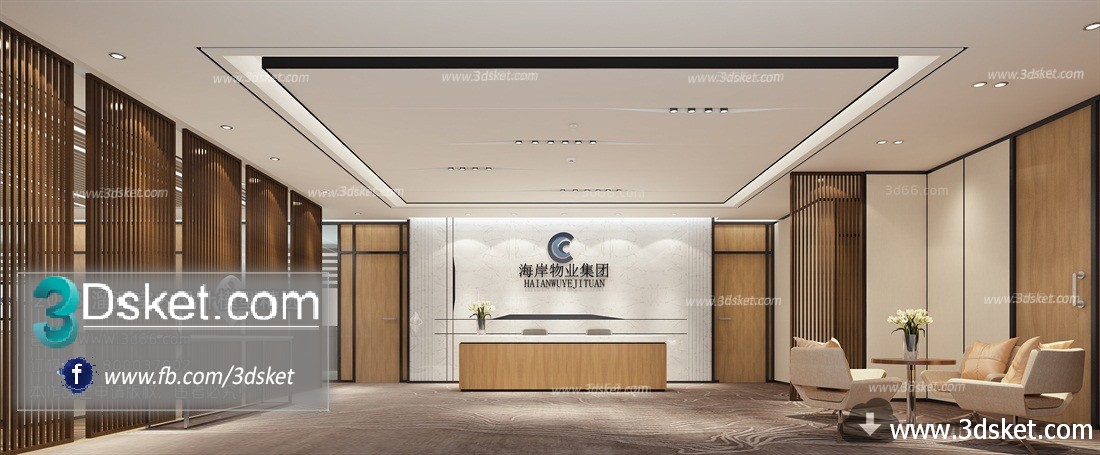 3D Interior Model Reception Space A010 Scene 3dsmax