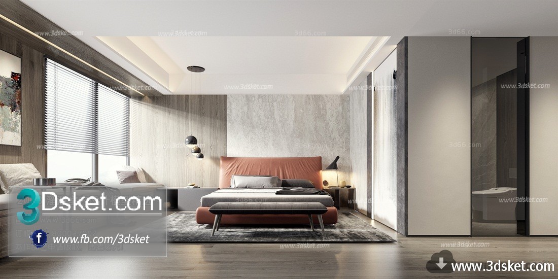 3D Interior Model BedRoom A011 Scene 3dsmax