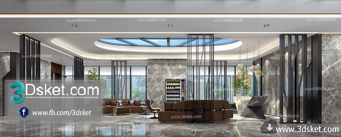 3D Interior Model Reception Space A011 Scene 3dsmax