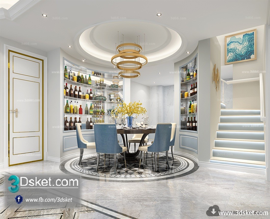 3D Interior Model Kitchen Room A012 Scene 3dsmax