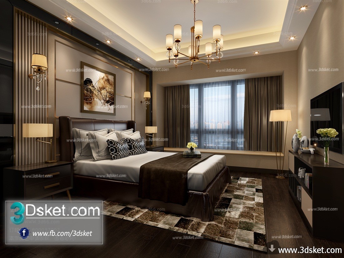 3D Interior Model BedRoom A012 Scene 3dsmax