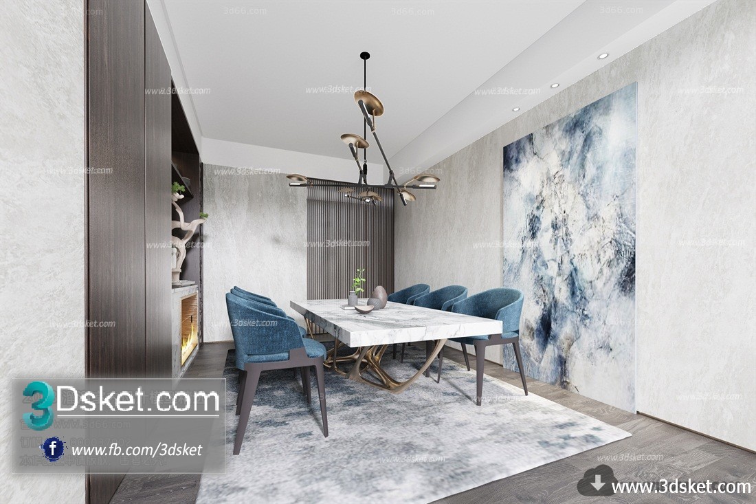 3D Interior Model Kitchen Room A013 Scene 3dsmax