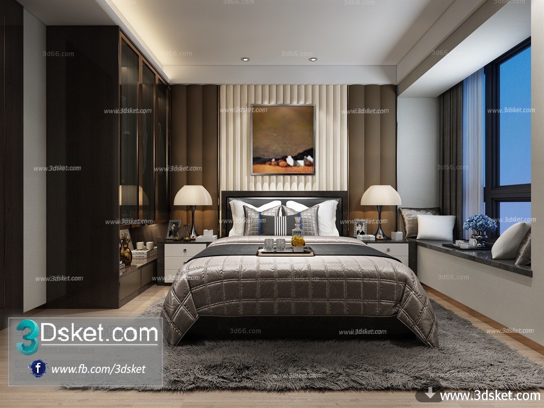 3D Interior Model BedRoom A013 Scene 3dsmax