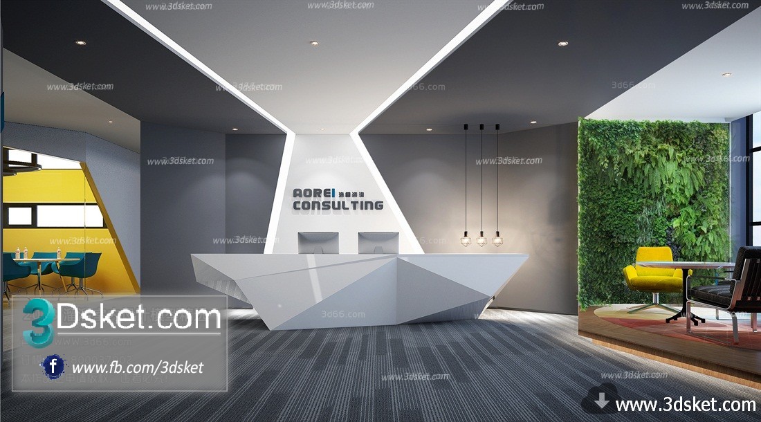 3D Interior Model Reception Space A013 Scene 3dsmax