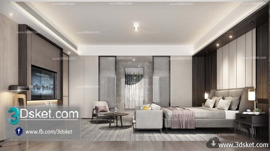 3D Interior Model BedRoom A014 Scene 3dsmax