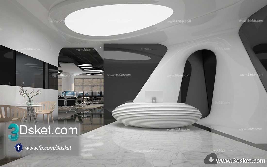 3D Interior Model Reception Space A014 Scene 3dsmax