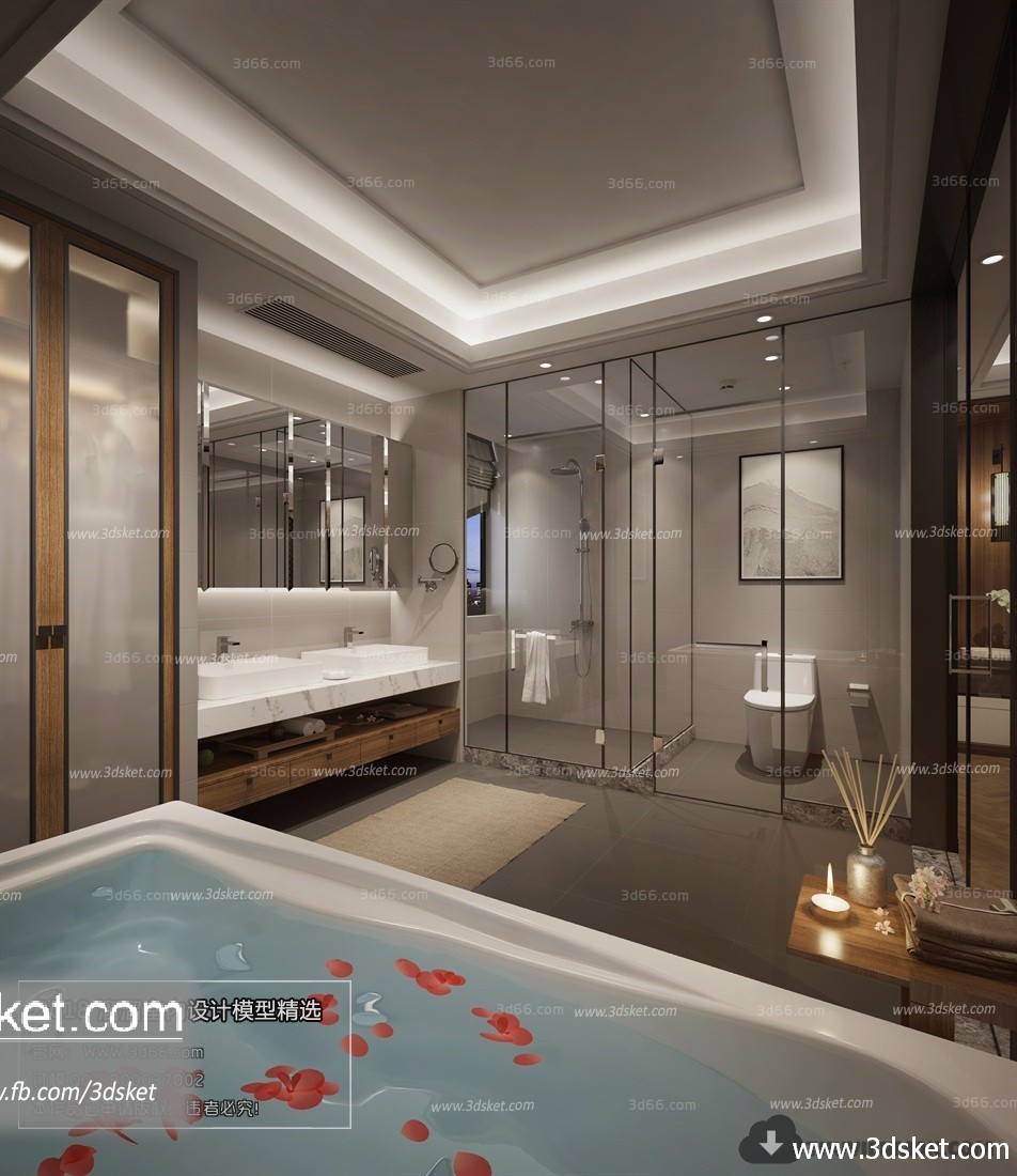 3D Interior Model BathRoom A015 Scene 3dsmax