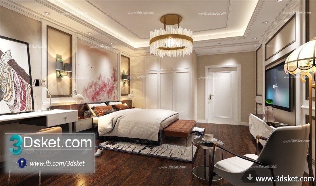 3D Interior Model BedRoom A016 Scene 3dsmax