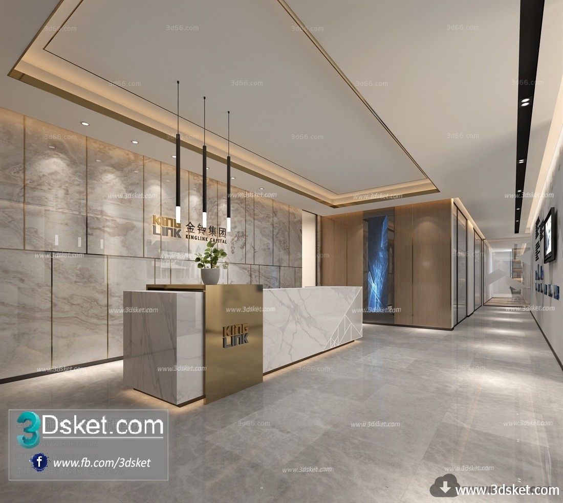 3D Interior Model Reception Space A016 Scene 3dsmax