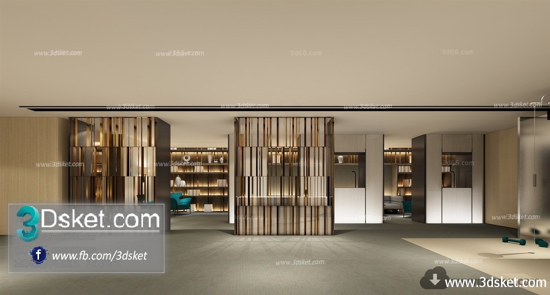 3D Interior Model Reception Space A017 Scene 3dsmax