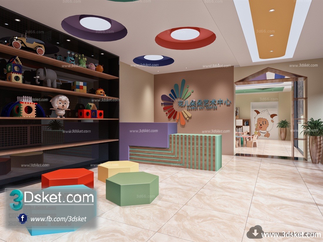 3D Interior Model Reception Space A018 Scene 3dsmax