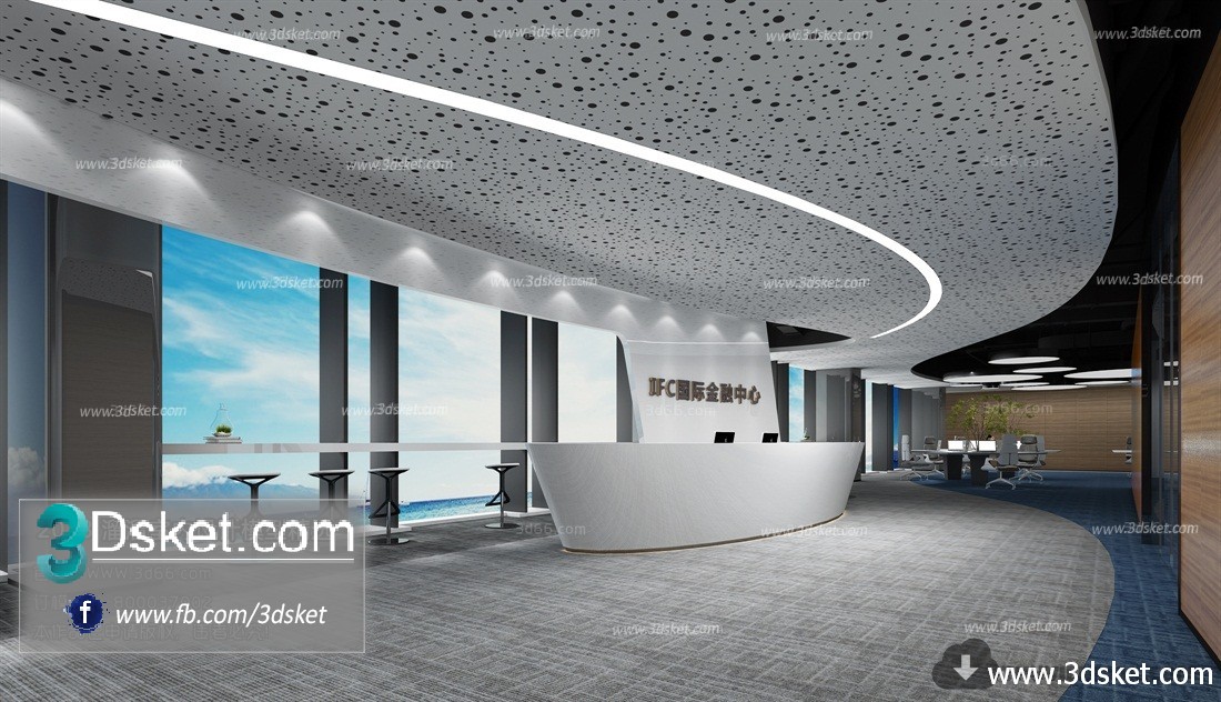 3D Interior Model Reception Space A020 Scene 3dsmax