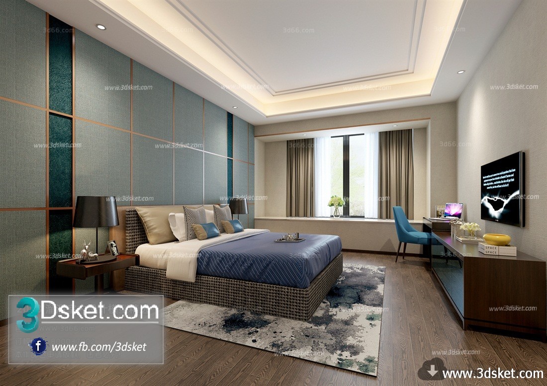 3D Interior Model BedRoom A021 Scene 3dsmax