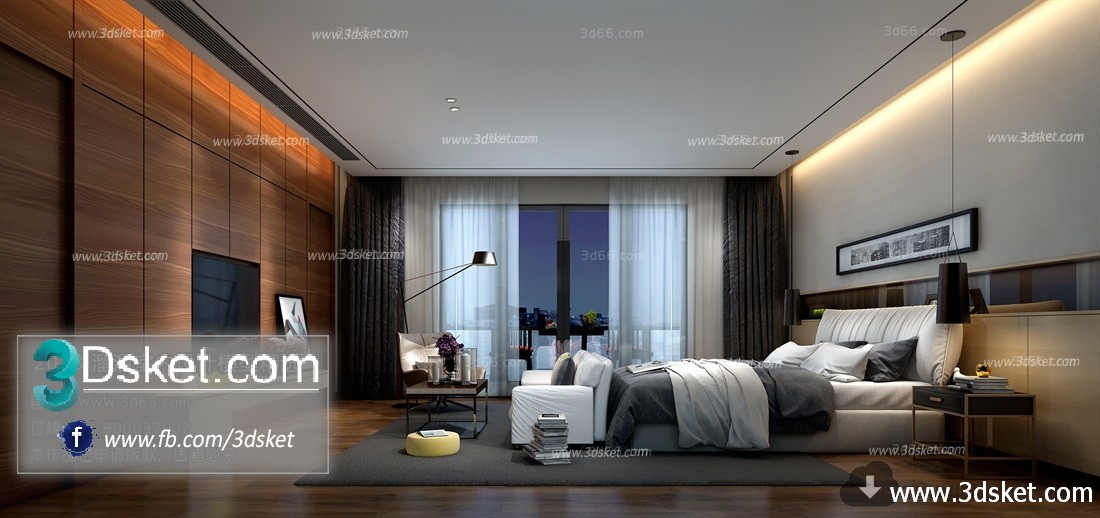 3D Interior Model BedRoom A023 Scene 3dsmax