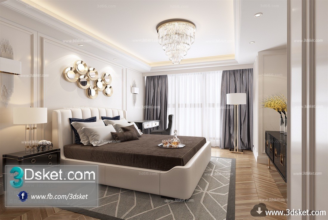 3D Interior Model BedRoom A024 Scene 3dsmax