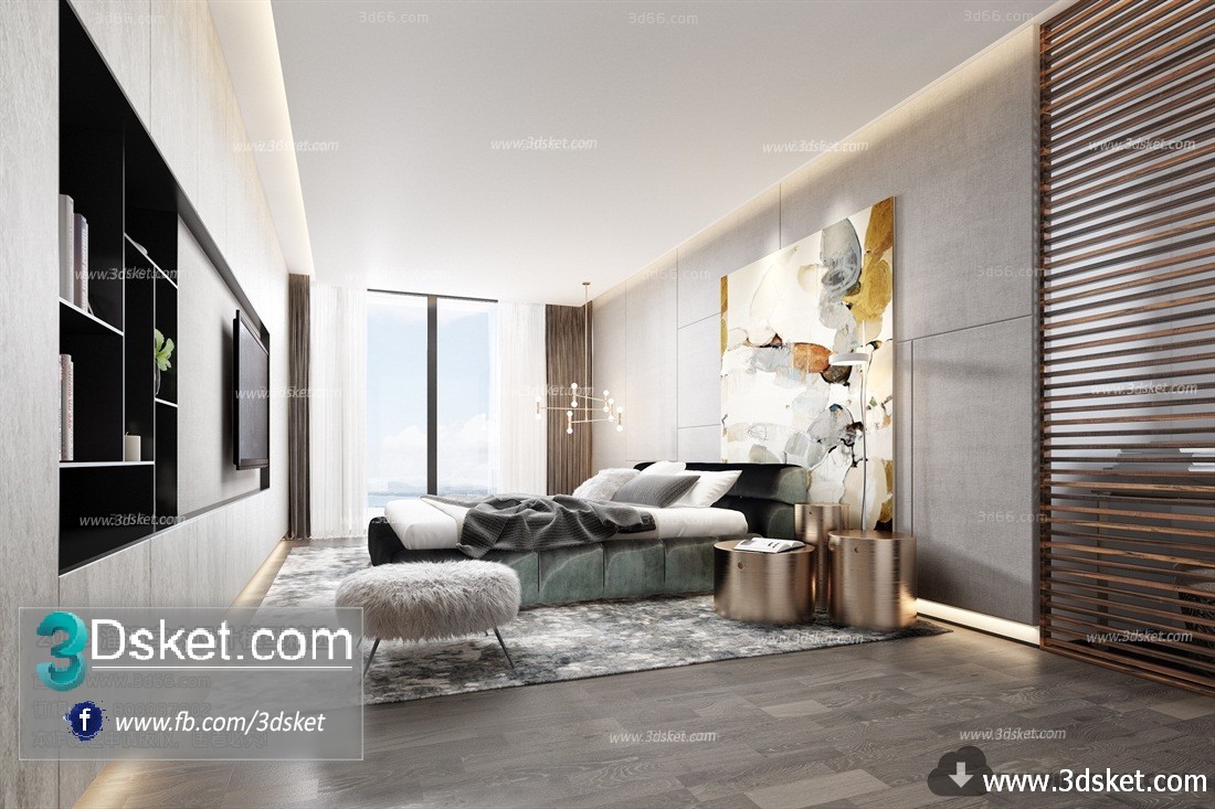 3D Interior Model BedRoom A025 Scene 3dsmax