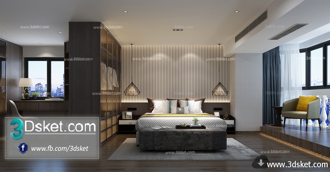 3D Interior Model BedRoom A026 Scene 3dsmax