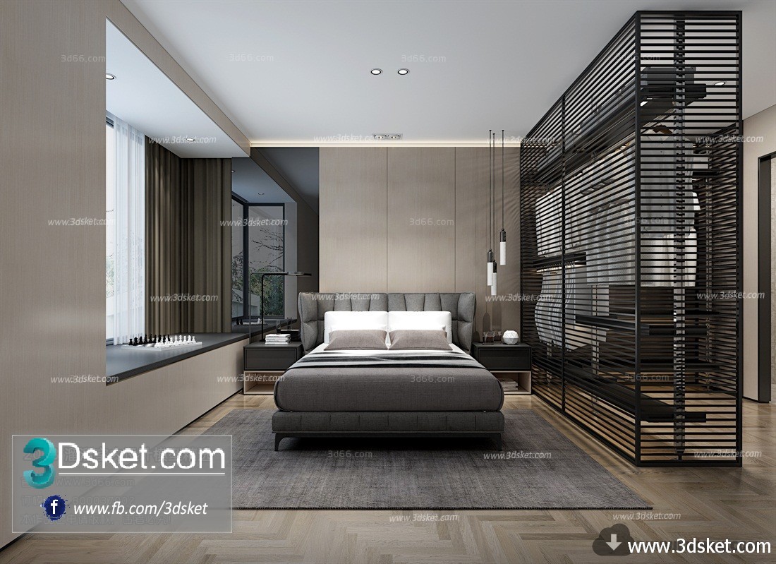 3D Interior Model BedRoom A029 Scene 3dsmax