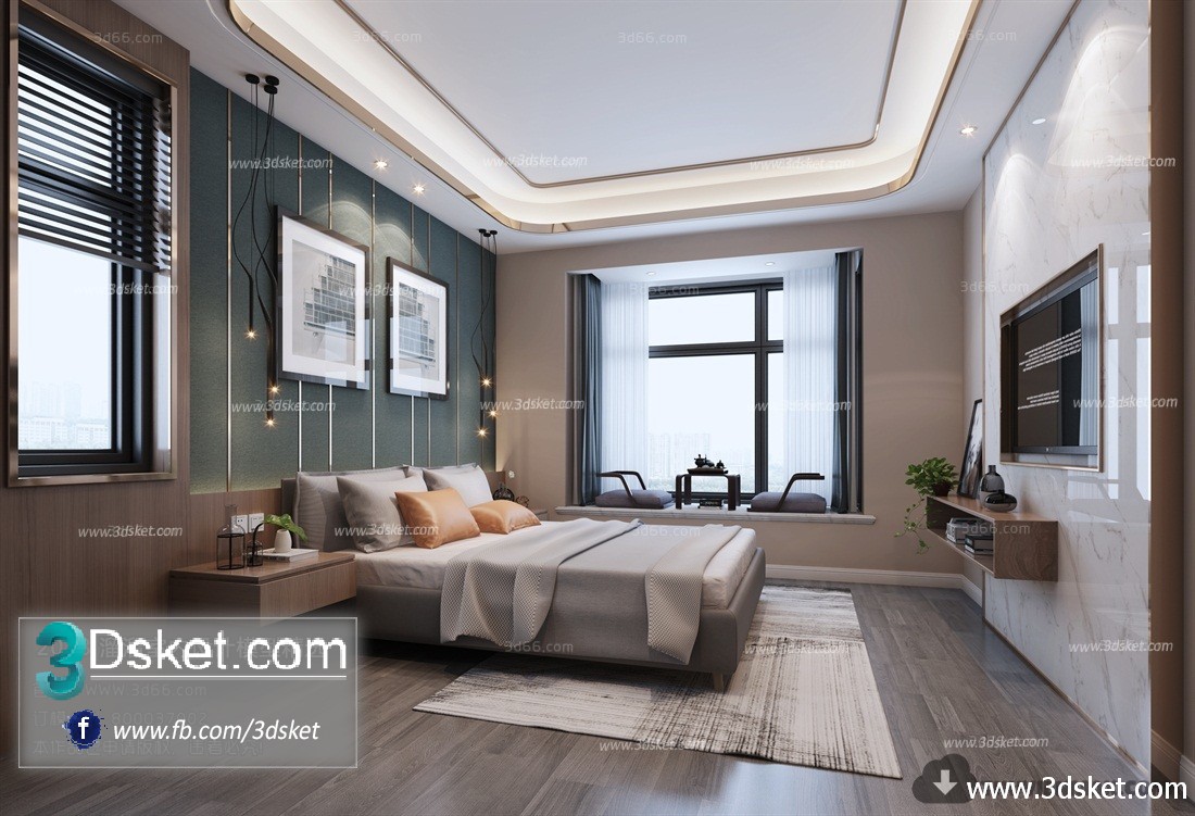 3D Interior Model BedRoom A031 Scene 3dsmax