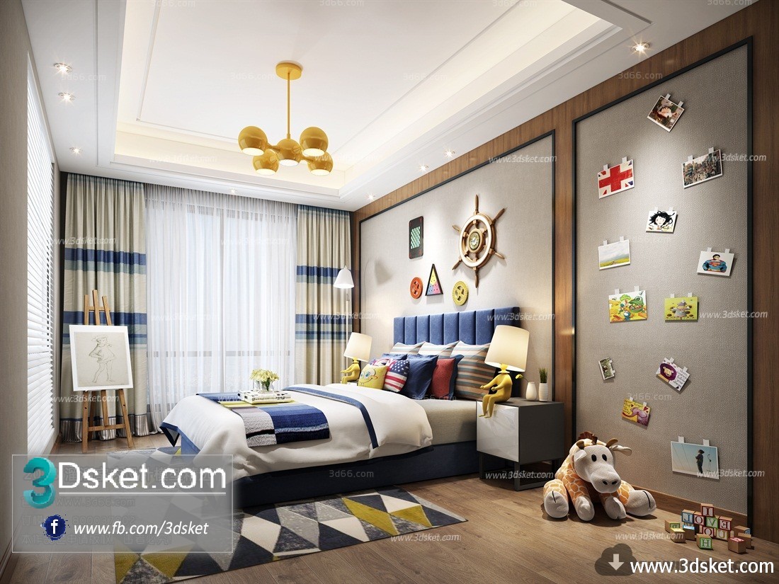 3D Interior Model BedRoom A033 Scene 3dsmax