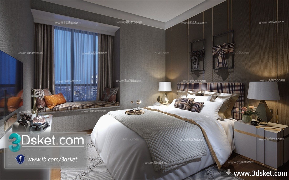 3D Interior Model BedRoom A036 Scene 3dsmax