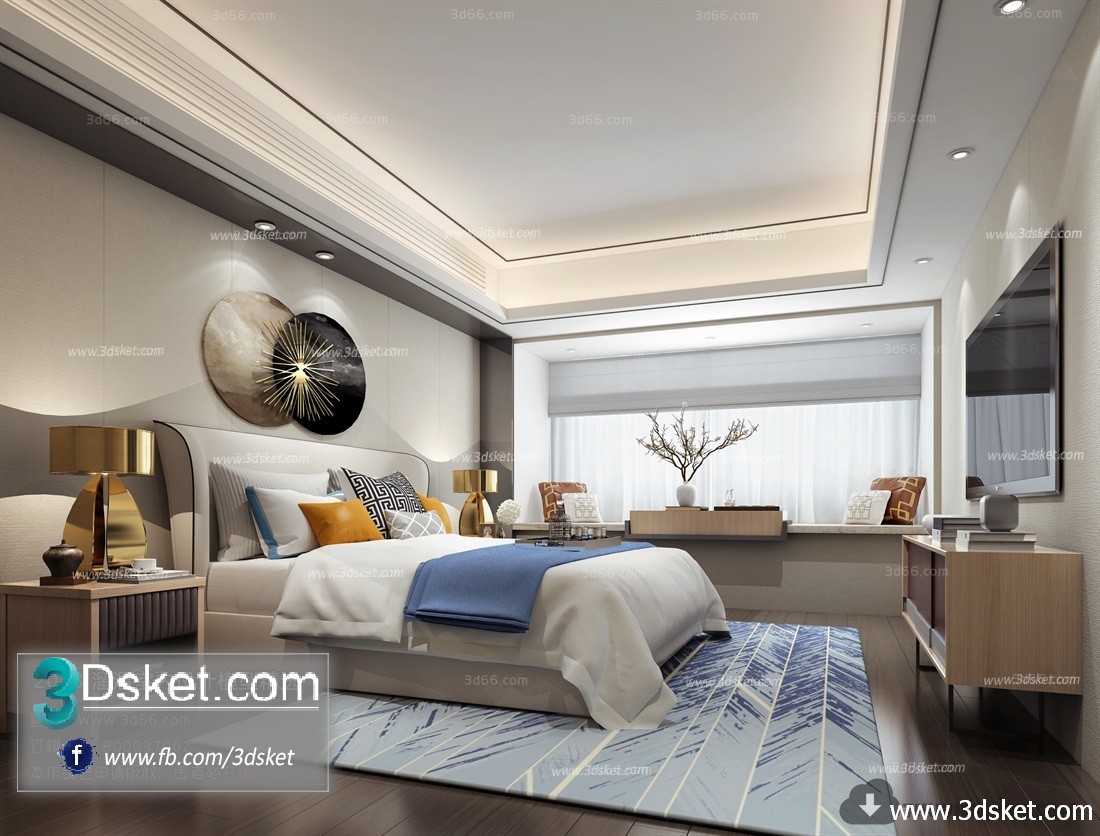 3D Interior Model BedRoom A037 Scene 3dsmax
