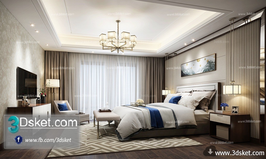 3D Interior Model BedRoom A040 Scene 3dsmax