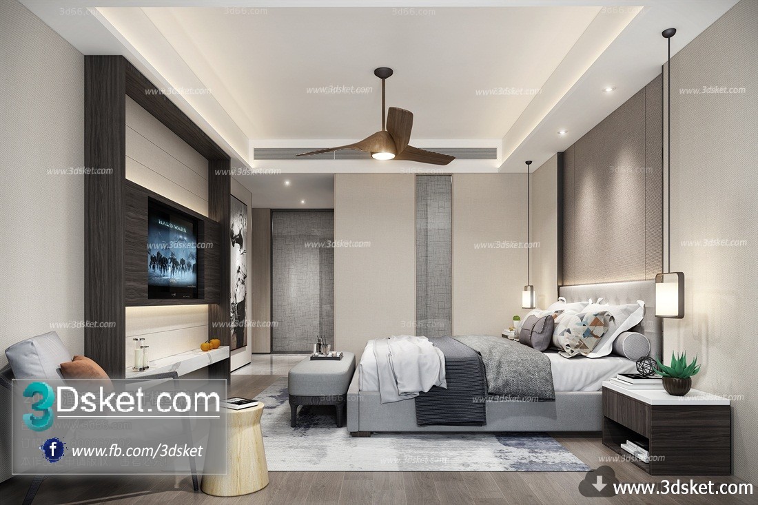 3D Interior Model BedRoom A045 Scene 3dsmax