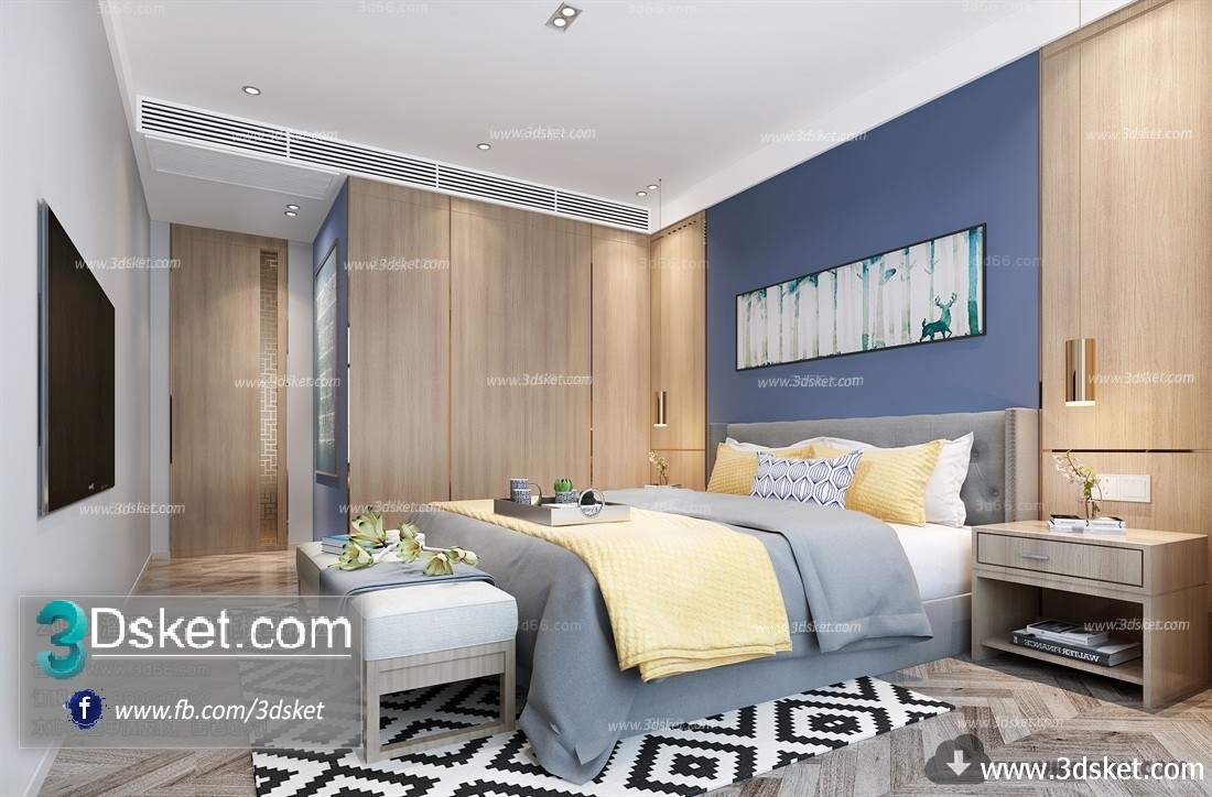 3D Interior Model BedRoom A047 Scene 3dsmax
