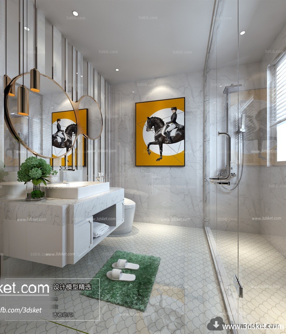 3D Interior Model BathRoom B001 Scene 3dsmax