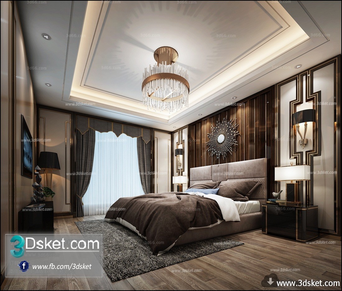 3D Interior Model BedRoom B001 Scene 3dsmax