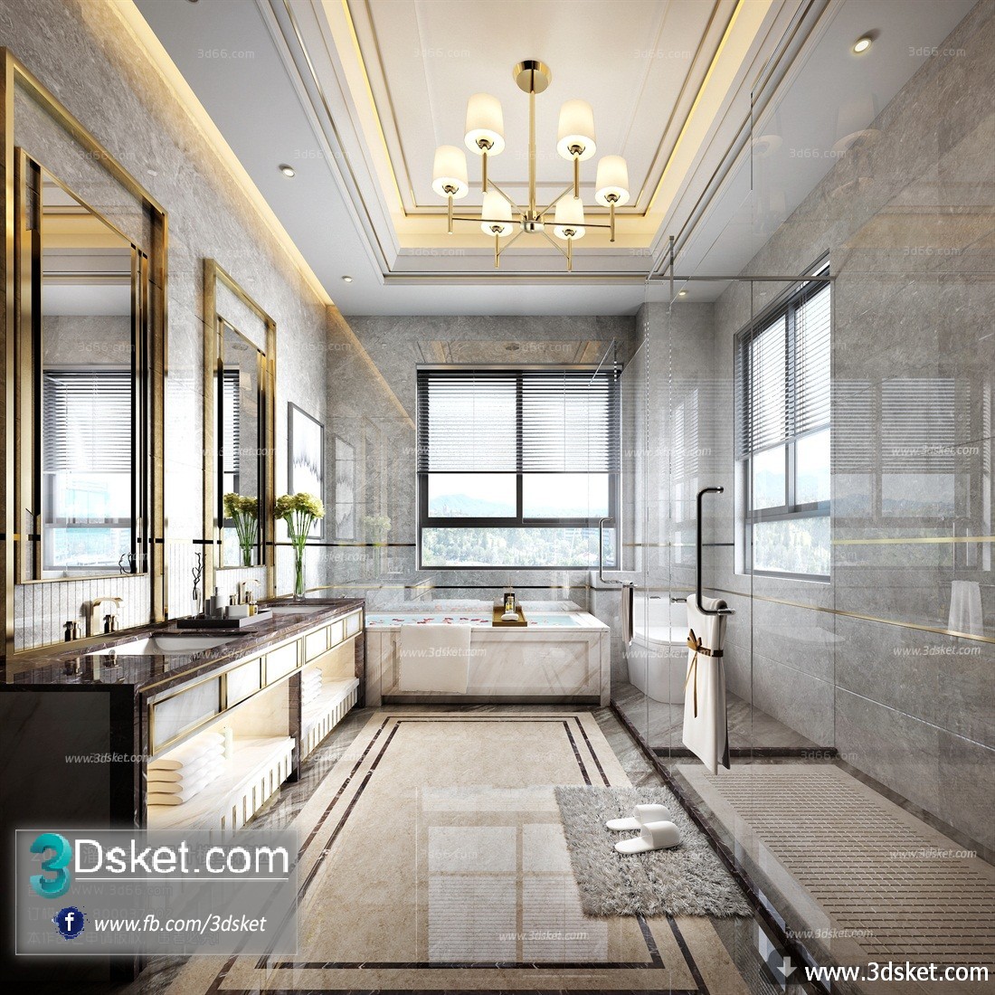 3D Interior Model BathRoom B002 Scene 3dsmax