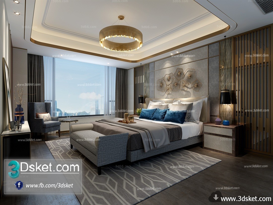 3D Interior Model BedRoom B002 Scene 3dsmax