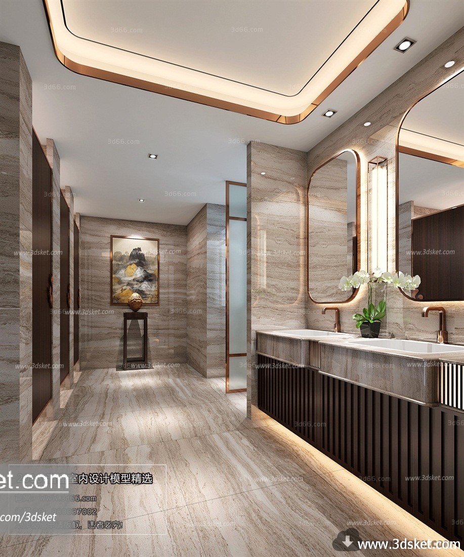 3D Interior Model BathRoom B003 Scene 3dsmax