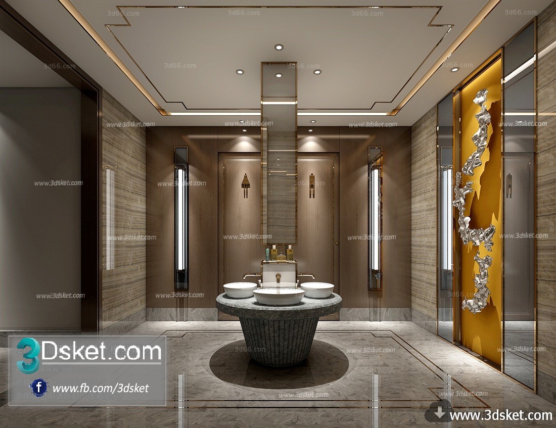 3D Interior Model BathRoom B004 Scene 3dsmax