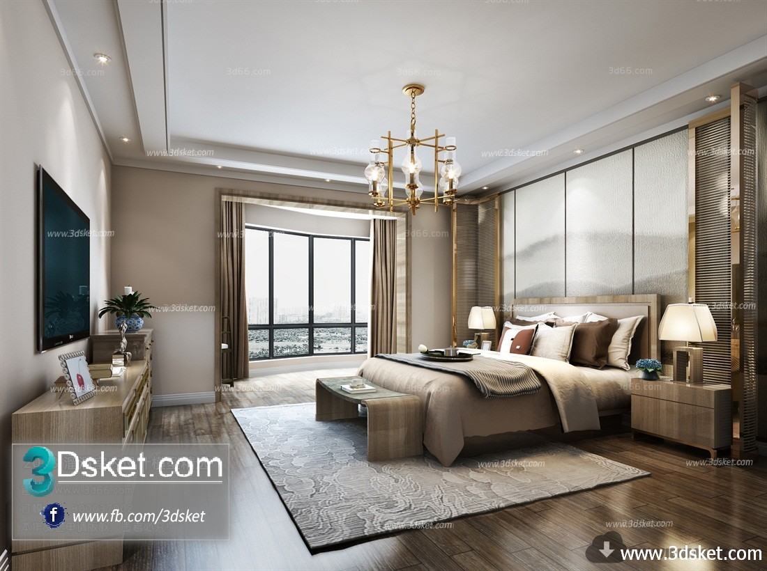 3D Interior Model BedRoom B004 Scene 3dsmax