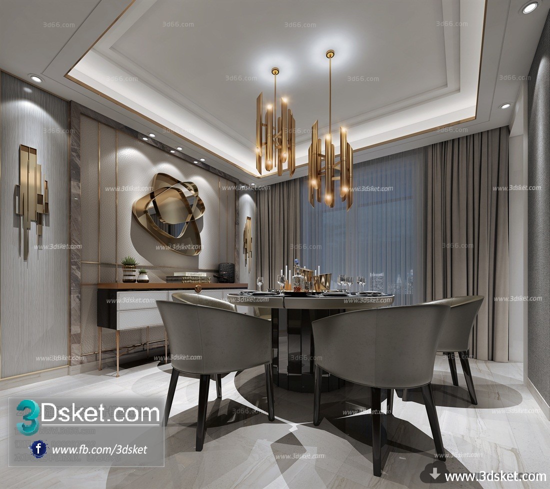 3D Interior Model Kitchen Room B004 Scene 3dsmax