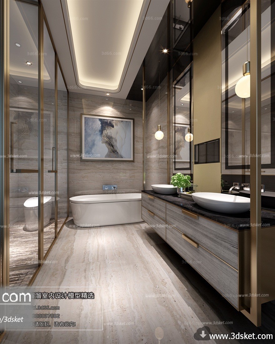 3D Interior Model BathRoom B005 Scene 3dsmax