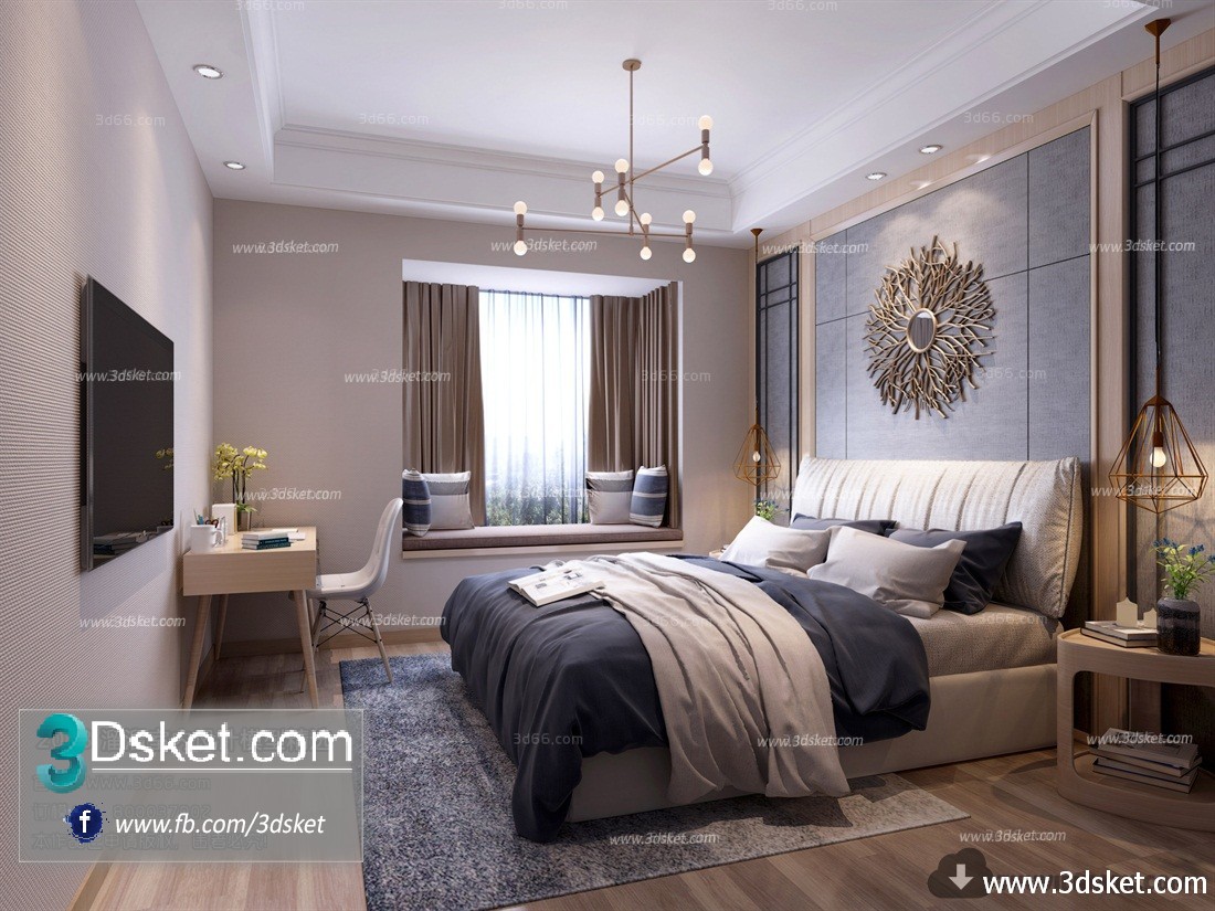 3D Interior Model BedRoom B005 Scene 3dsmax
