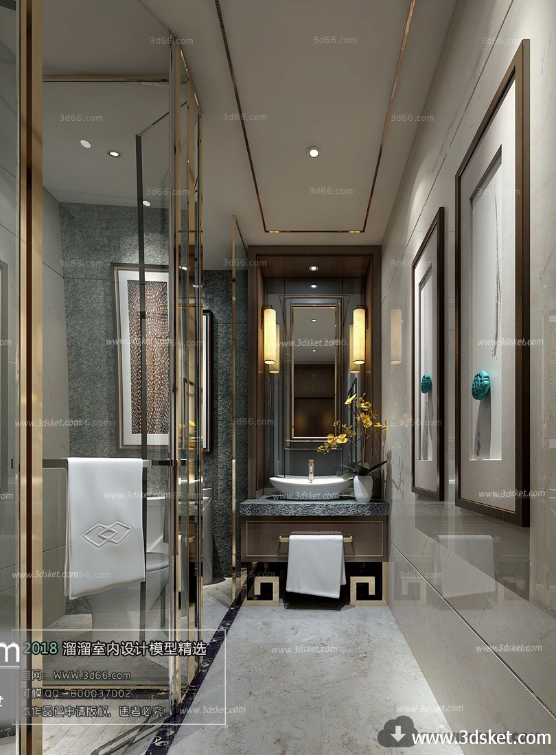 3D Interior Model BathRoom B007 Scene 3dsmax