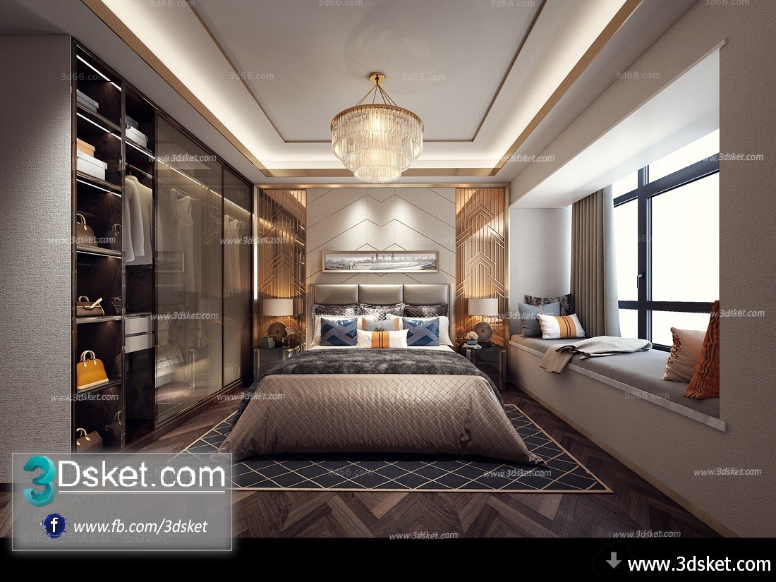 3D Interior Model BedRoom B006 Scene 3dsmax